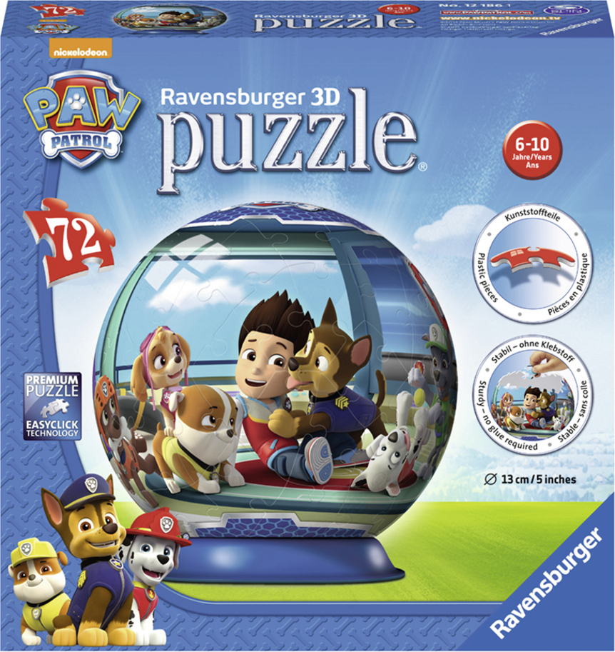 Lábkova Patrola puzzleball; 3D, 72 dílků