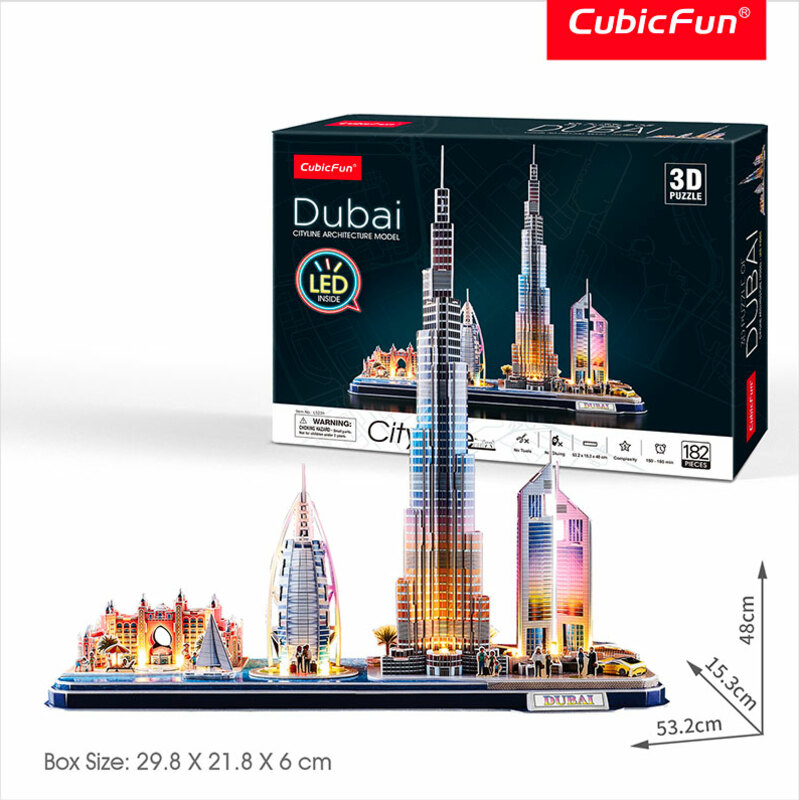 Puzzle 3D Dubai/led - 182 dílků