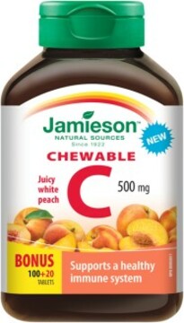 Jamieson Vitamin C 500 mg tablety na cucání s příchutí broskve 120 tablet