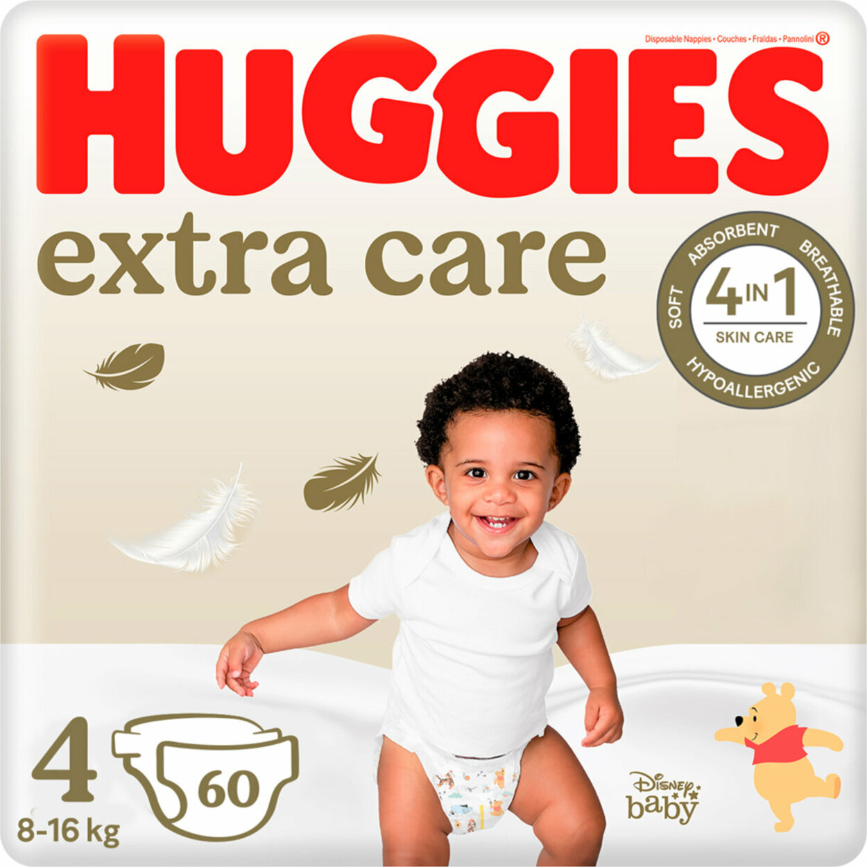 HUGGIES®Extra care Plenky jednorázové 4 (8-14 kg) 60 ks