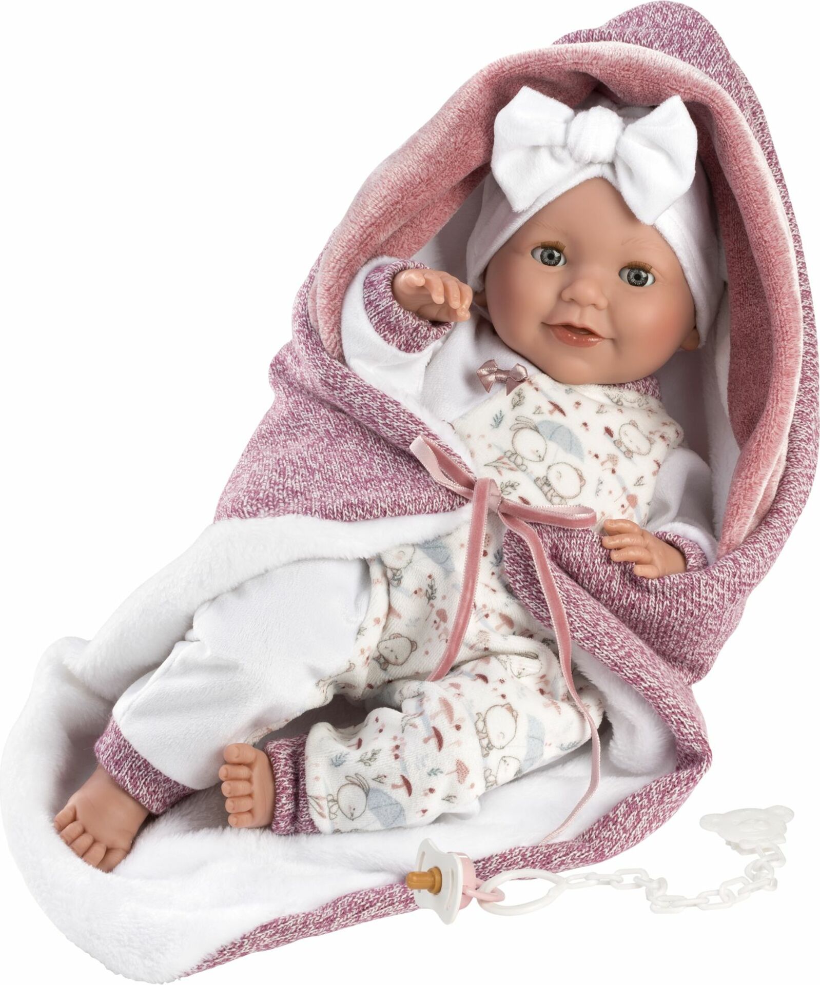 Llorens 74040 NEW BORN - mrkací panenka se zvuky a měkkým látkovým tělem