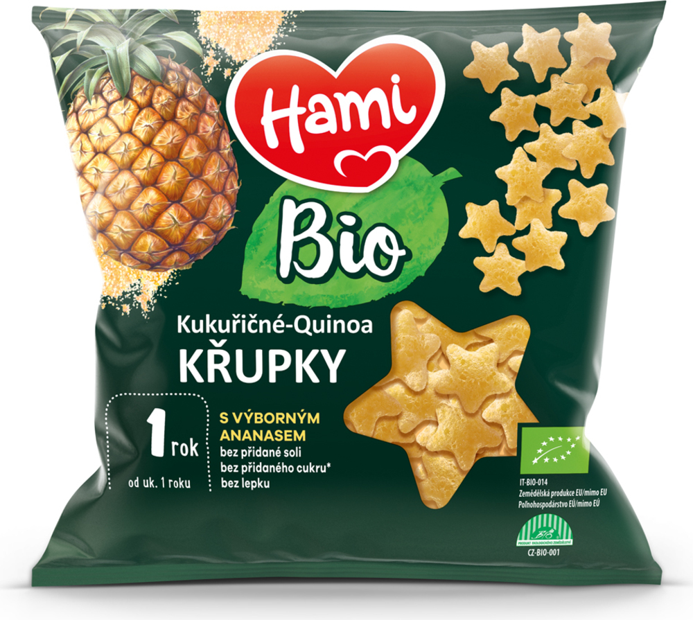HAMI BIO Křupky kukuřičné-quinoa s výborným ananasem 20 g, 12+
