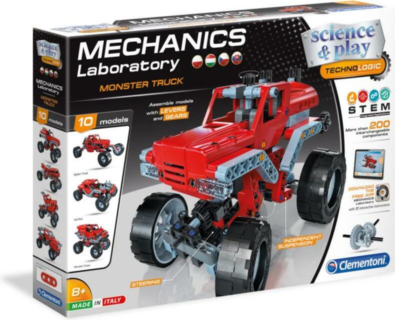 Clementoni Mechanické laboratoř - Monster truck, 10 modelů, 200 dílků