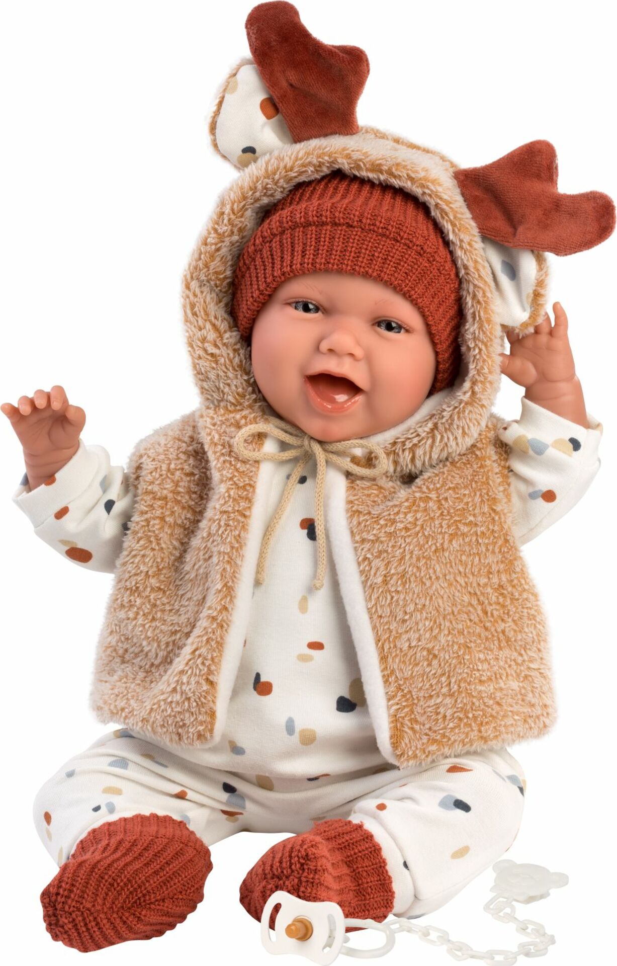 Llorens 74018 NEW BORN - realistická panenka miminko se zvuky a měkkým látkovým tělem - 42