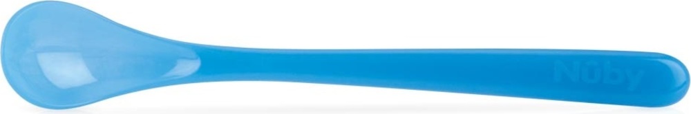 NUBY Lžička termo s dlouhou rukojetí 2 ks, 3 m +, modrá