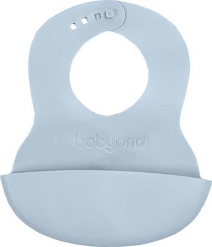 BABYONO Bryndák měkký plastový s kapsou bez BPA blue 6m+