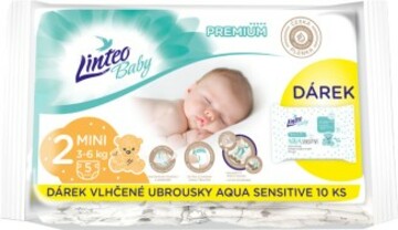 Linteo Baby Premium Mini jednorázové pleny 3-6kg 5ks + dárek