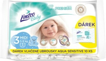 Linteo Baby Premium Midi jednorázové pleny 5-9kg 5ks + dárek