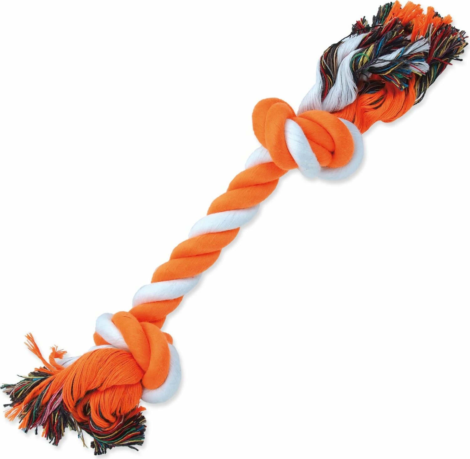 Hračka Dog Fantasy uzel bavlněný oranžovo-bílý 2 knoty 30cm