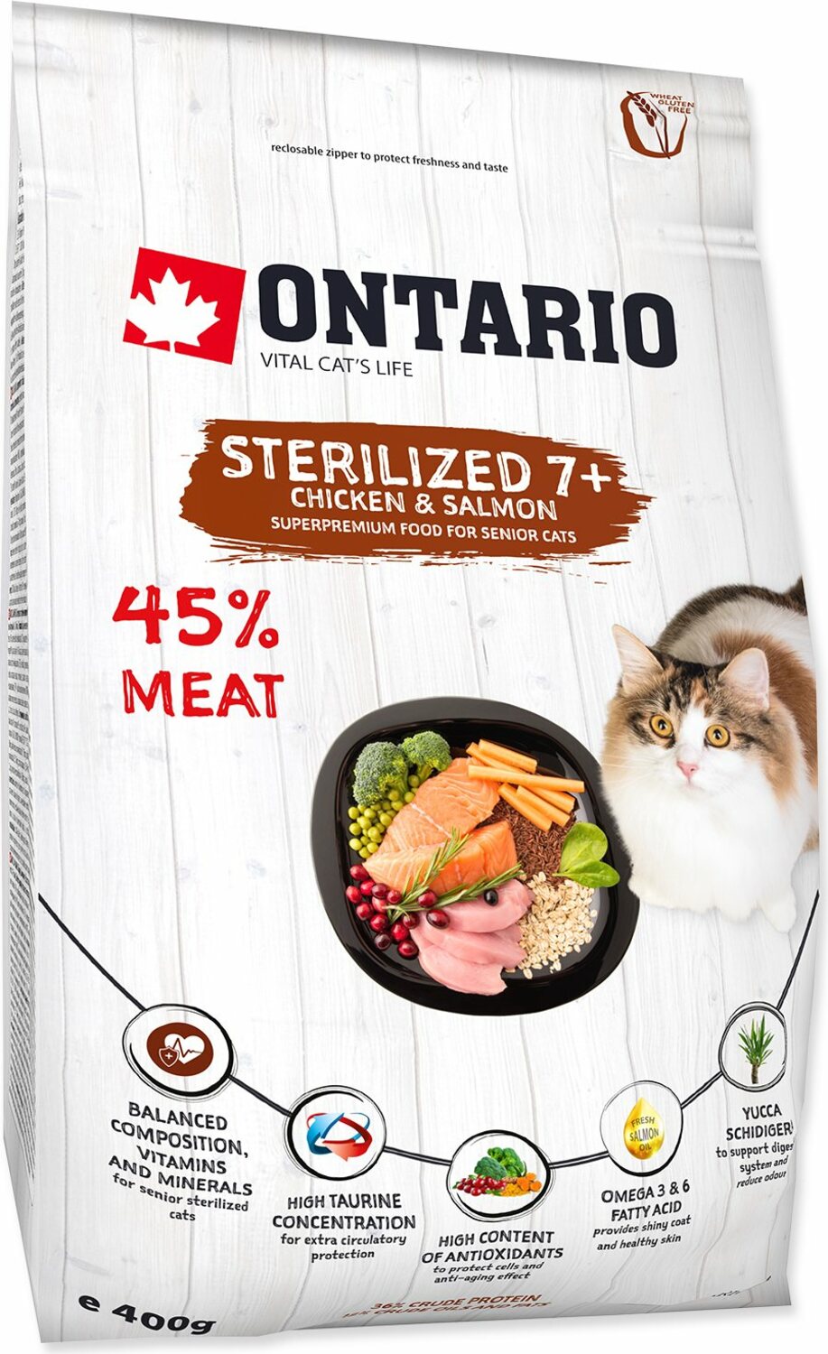 Krmivo Ontario Cat Sterilised 7+0,4kg