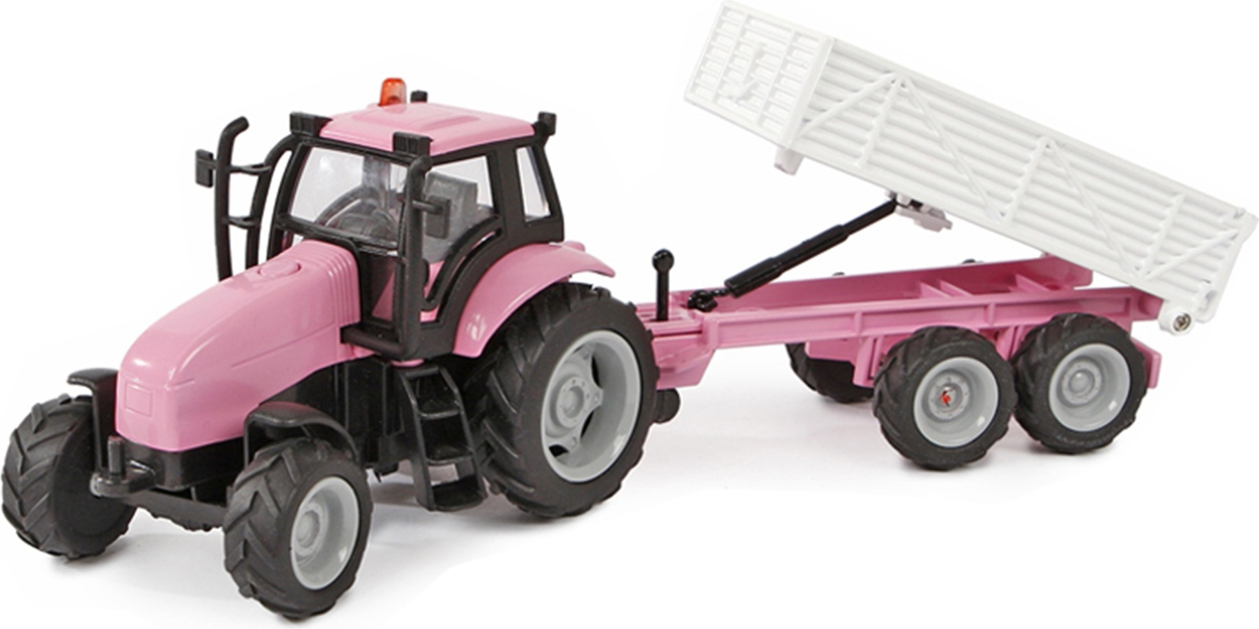 Kids Globe Horses traktor s vlečkou 25cm kov na setrvačník na baterie se světlem a zvukem