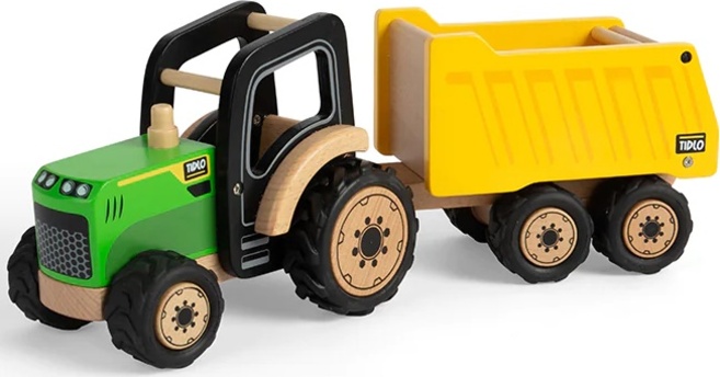 Tidlo Dřevěný traktor s přívěsem