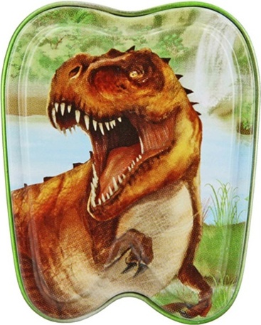 Plechová krabička Dino World, T-Rex, zelená