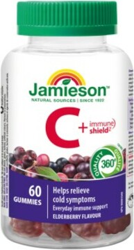 Jamieson Vitamin C+ Immune Shield Gummies s příchutí bezu 60 pastilek