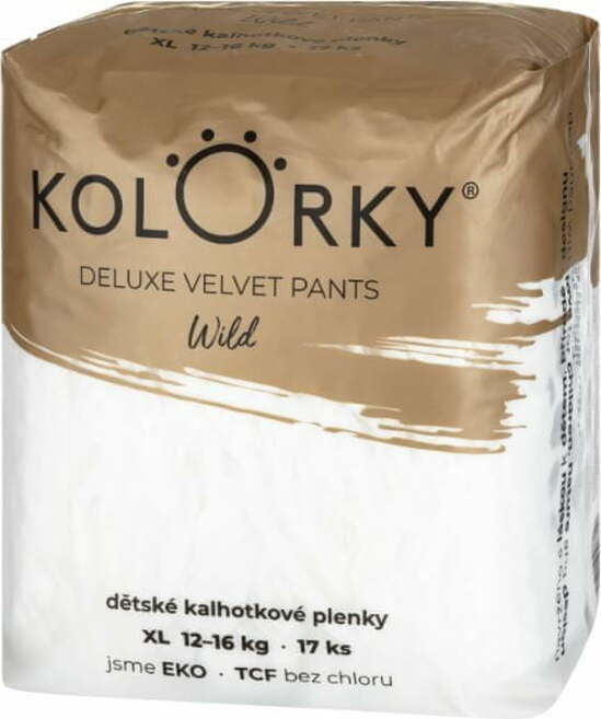 KOLORKY DELUXE VELVET PANTS Wild Kalhotky plenkové jednorázové eko XL (12-16 kg) 17 ks