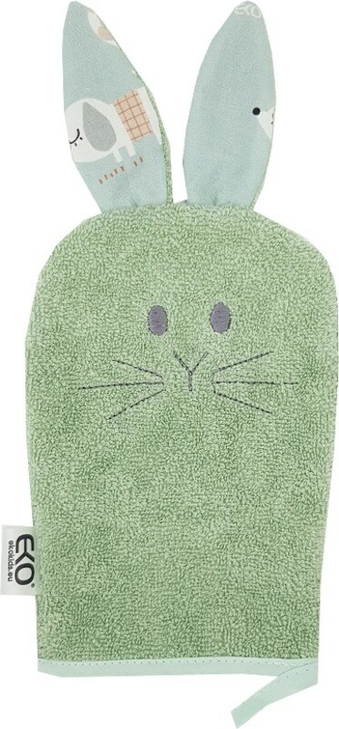 EKO Žínka bavlněná s oušky Bunny Olive green 20x15 cm