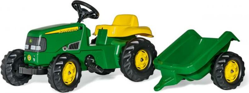 Rollytoys Šliapací traktor Rolly Kid J. Deere s vlečkou - zelený