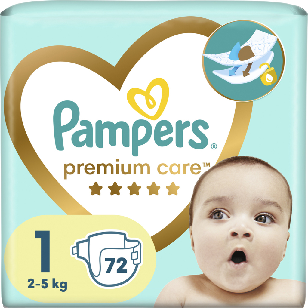 PAMPERS Premium Care Plenky jednorázové 1 (2-5 kg) 72 ks