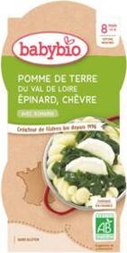 BABYBIO Brambory se špenátem, pastinák a kozím sýrem (2x 200 g) - zeleninový příkrm