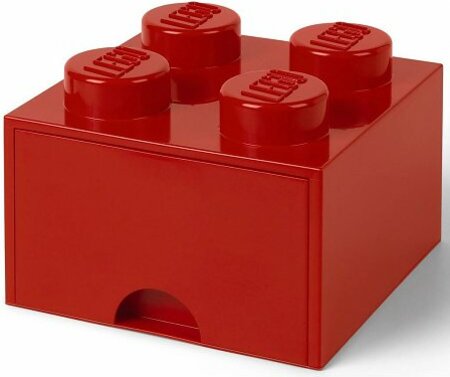 LEGO® úložný box 4 - se zásuvkou červená 250 x 250 x 180 mm