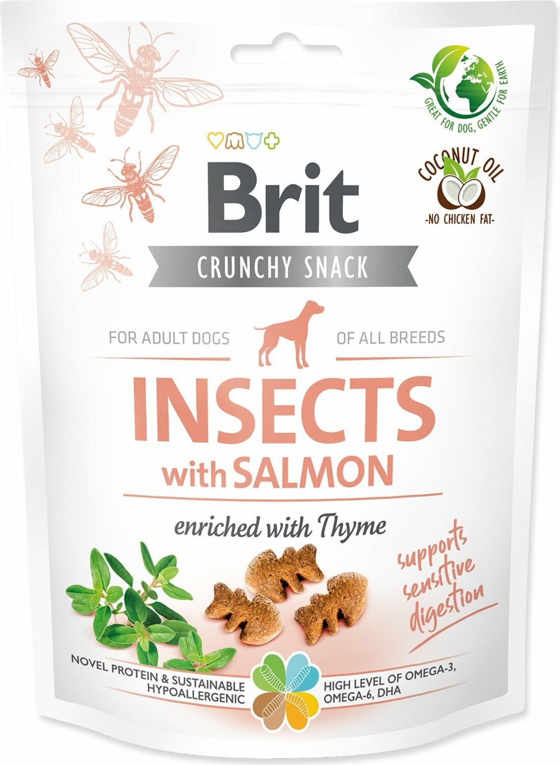 Pochoutka Brit Care Dog Crunchy Cracker Insocts, losos s tymiánem 200g