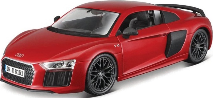 Maisto - Audi R8 V10 Plus, metal červené, assembly line, 1:24