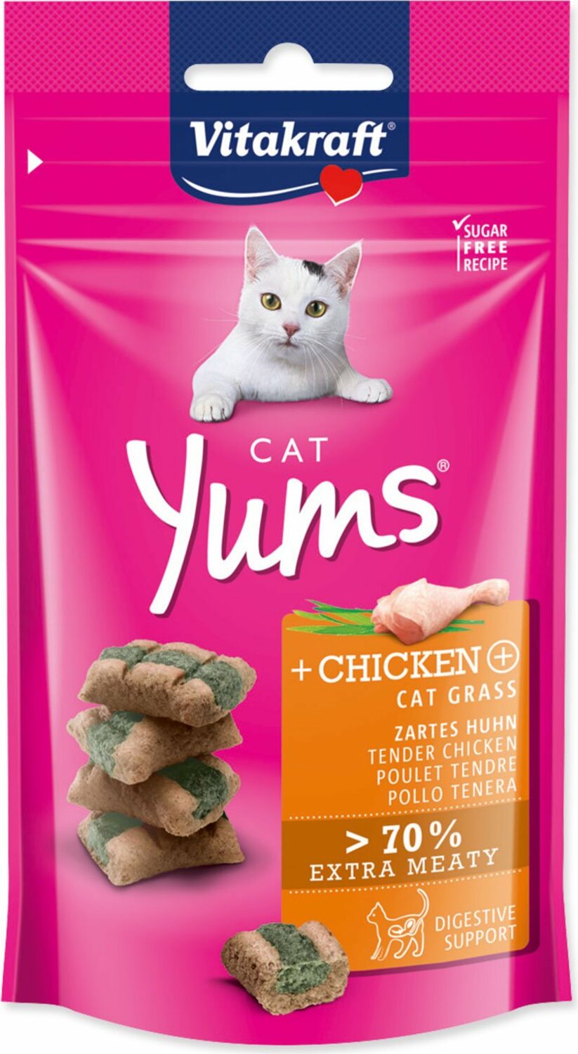 Pochoutka Vitakraft Cat Yums kuře, s kočičí trávou 40g