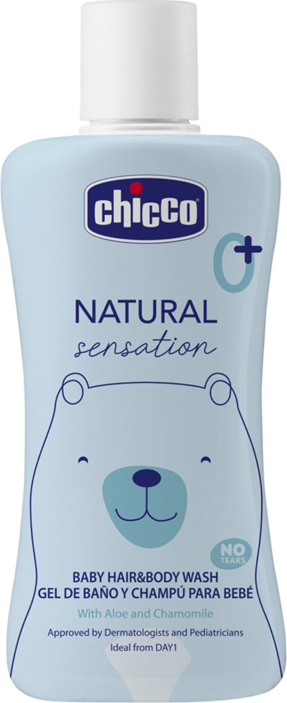 CHICCO Shampoo per capelli e corpo Natural Sensation con aloe e camomilla  200ml, 0m+ - Shampoo e gel