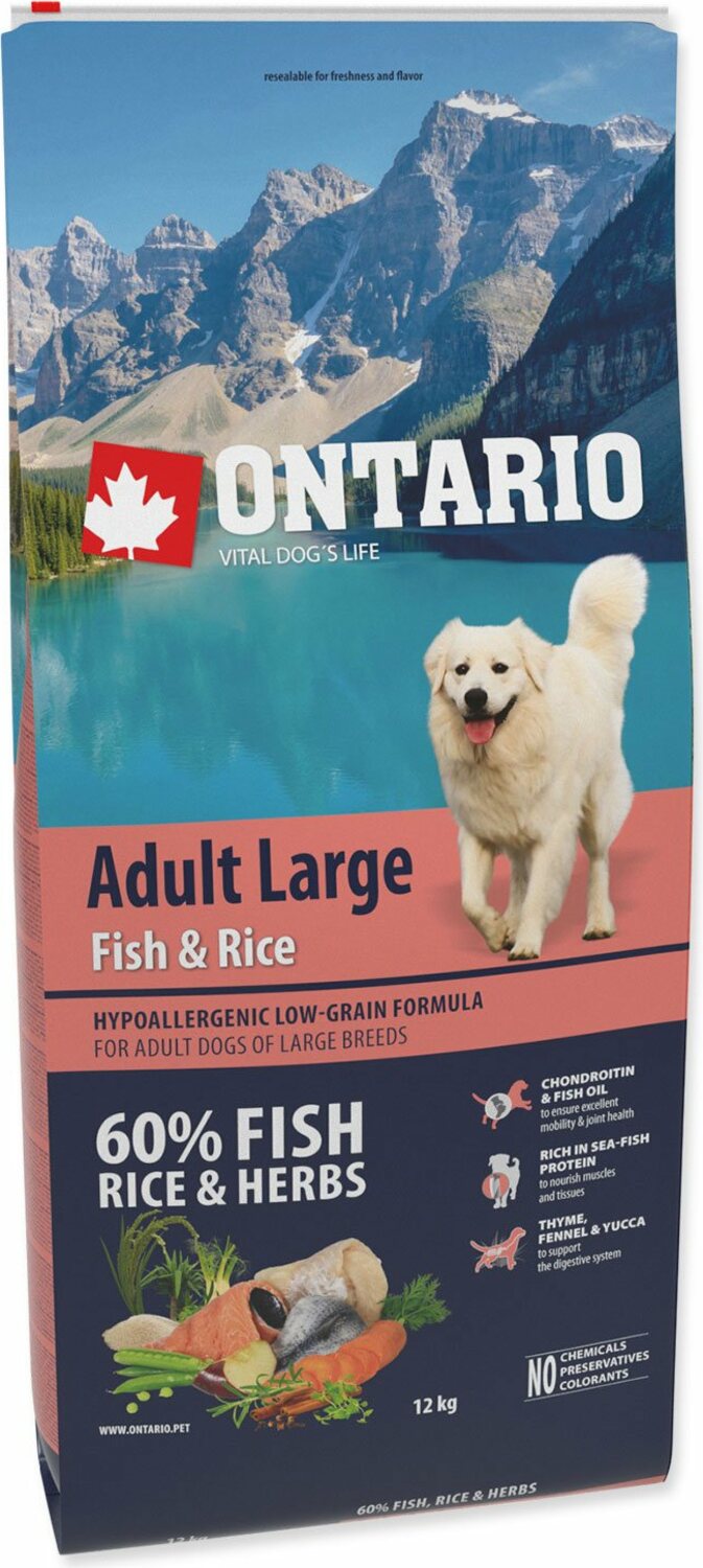 Krmivo Ontario Adult Large Fish & Rice 12kg