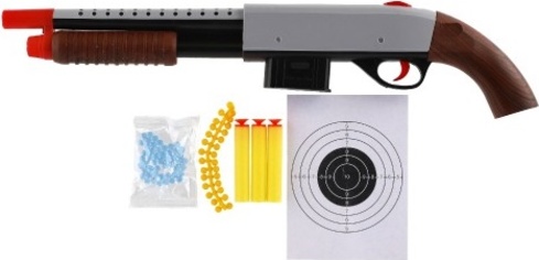 Brokovnice/puška 46cm plast + vodní kuličky 6mm, pěnové náboje, gumové kul.