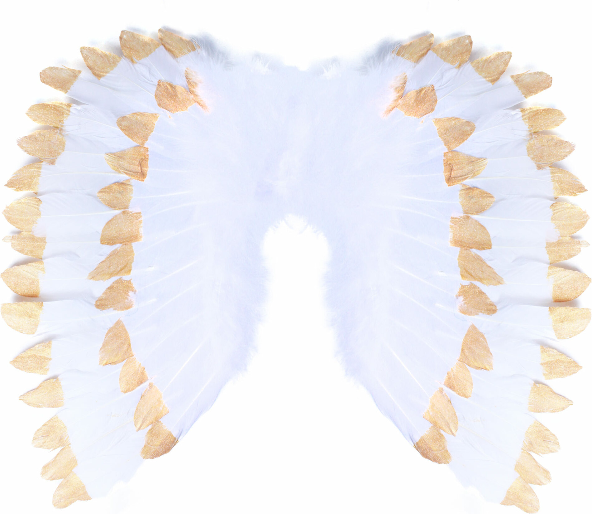 Andělská křídla s peřím, bílo-zlaté