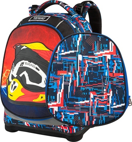 Školní batoh Target, Motorkářská helma, červeno-modré vzory