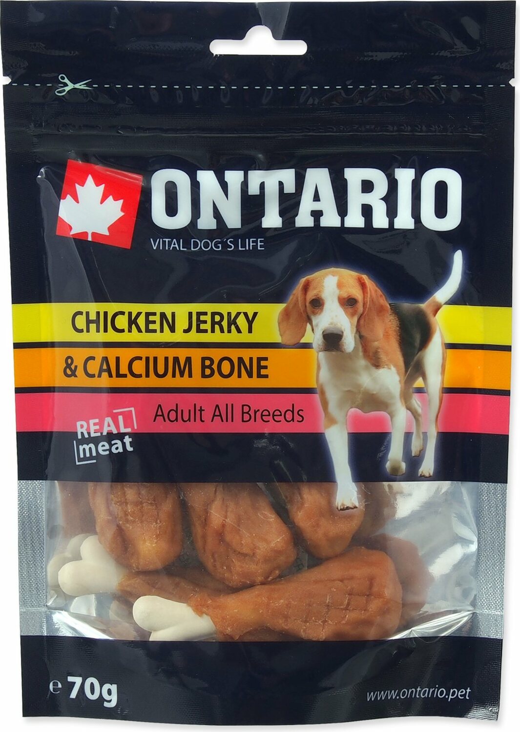 Pochoutka Ontario kuřecím obalená vápníková kost 70g