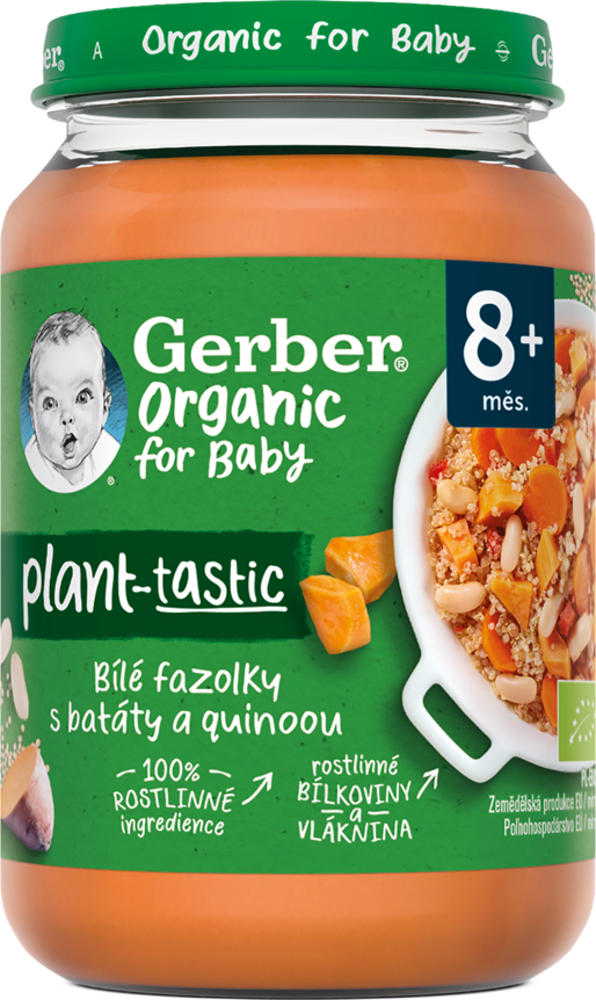 GERBER Organic 100% rostlinný příkrm bílé fazolky s batáty a quinoou 190 g