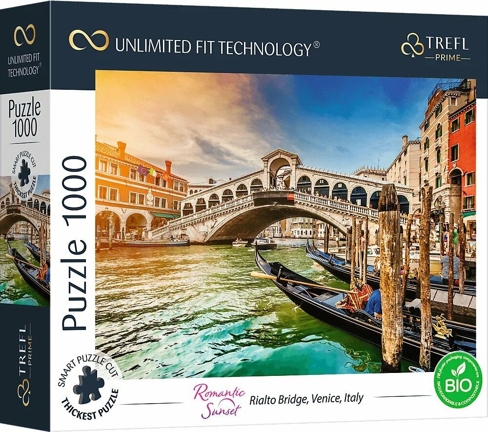 Trefl Prime puzzle 1000 UFT - Romantický západ slunce: Most Rialto v Benátkách, Itálie