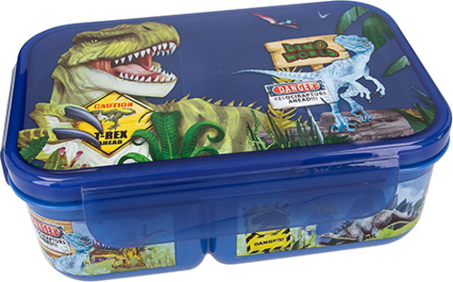 Desiatový box Dino World, Modrý, 2 priehradky