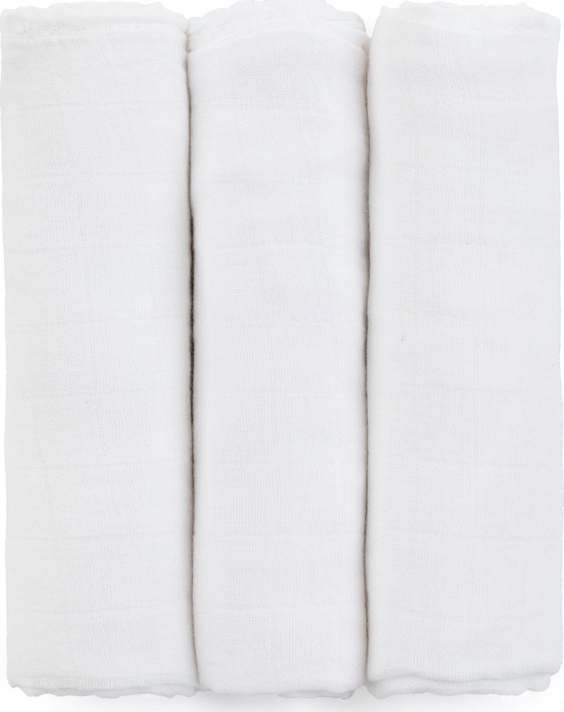 PETITE&MARS Sada plenek bambusová mušelínová 3ks Moussy Total White, 68 x 68 cm
