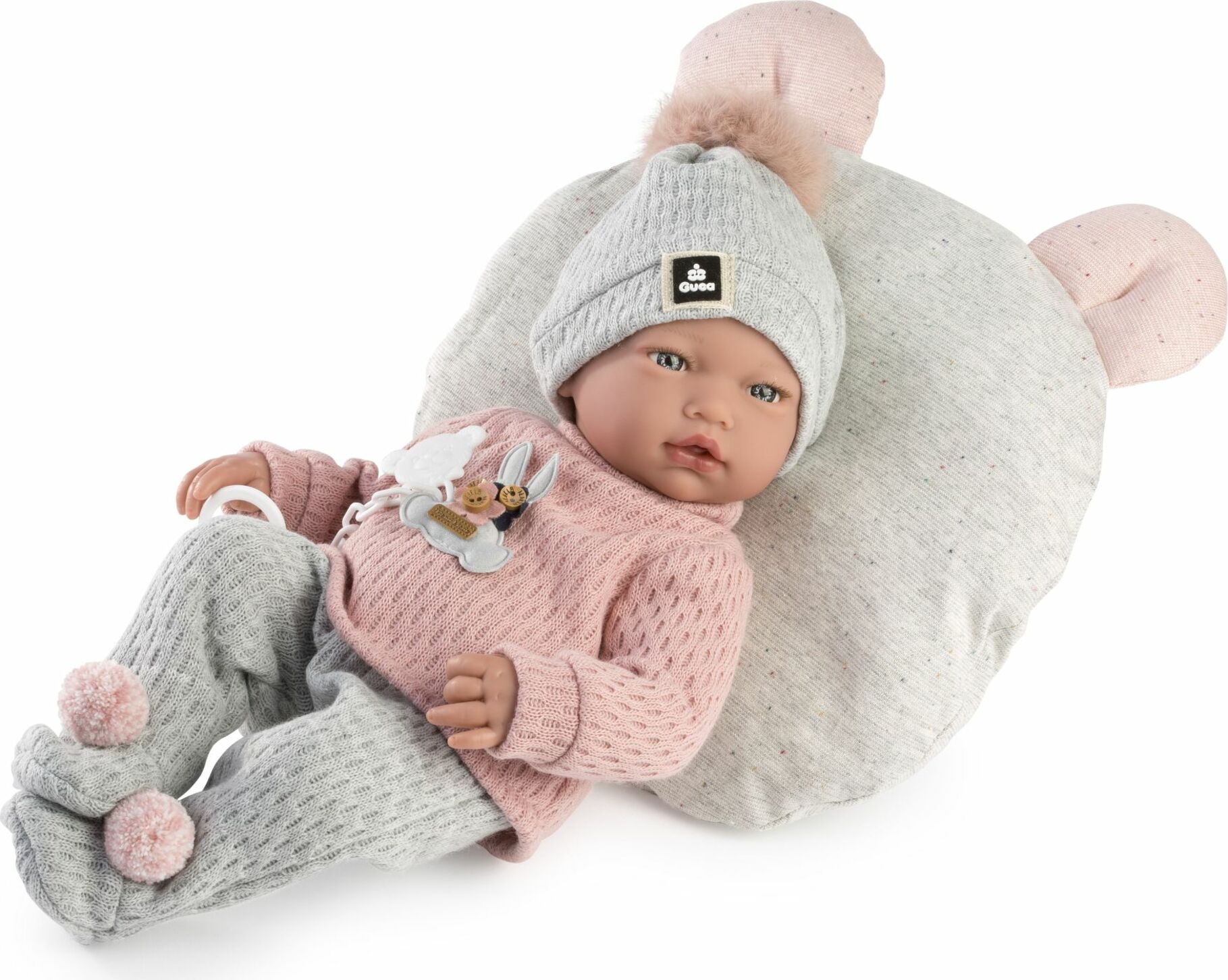 Guca 957 NEUS - realistická panenka miminko se zvuky a měkkým látkovým tělem - 38 cm