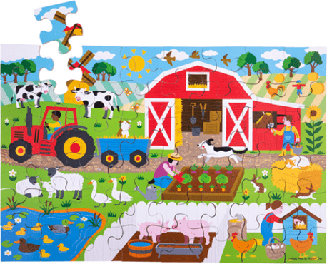 Bigjigs Toys Podlahové puzzle Farma 48 dílků