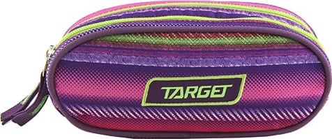 Školní penál Target, Barevné pruhy, růžovo/zelený