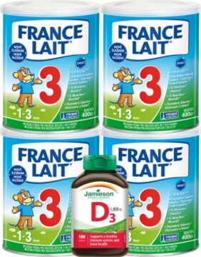 France Lait 3 mléčná výživa na podporu růstu pro malé děti od 1 roku 4x400g + Jamieson Vi