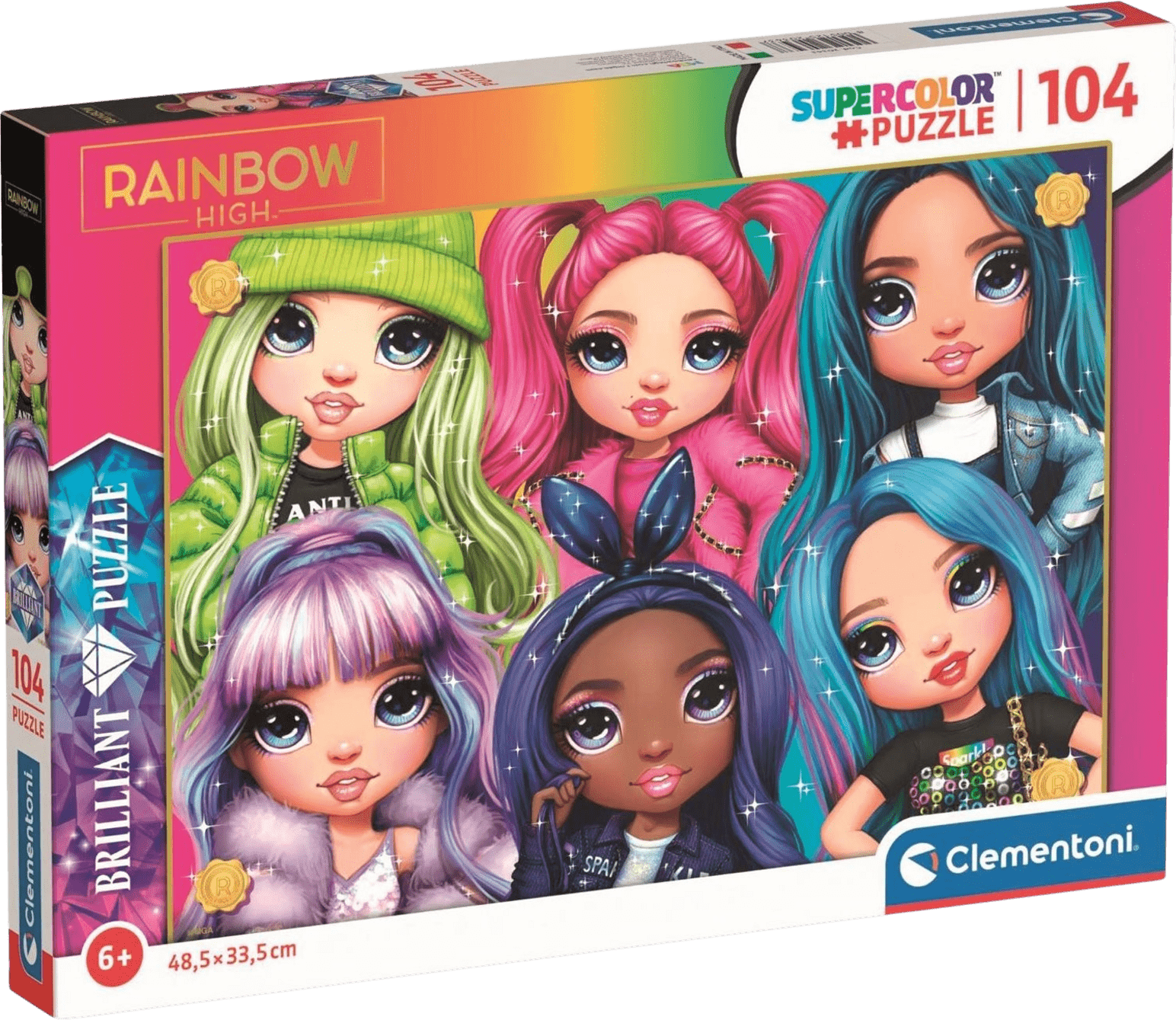 Clementoni - Brilliant puzzle Rainbow High: Duhové kamarádky 104 dílků