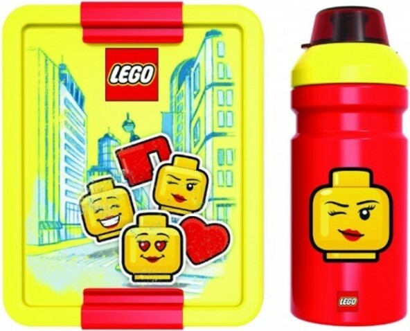 LEGO® ICONIC Girl svačinový set (láhev a box) - žlutá / červená