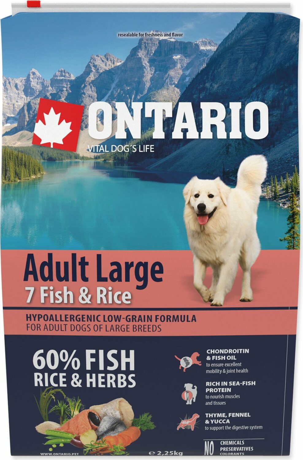 Krmivo Ontario Adult Large Fish & Rice 2,25kg