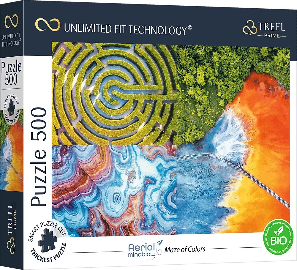 Trefl Prime puzzle 500 UFT - Letecký pohled: Bludiště barev