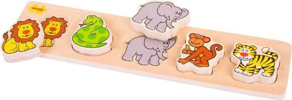 Bigjigs Baby Dřevěné vkládací puzzle safari