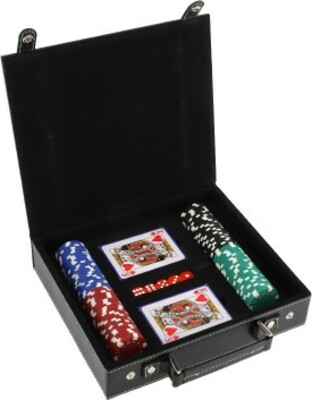 Poker sada 100ks + karty a kostky, v kufříku, 28x25x8cm