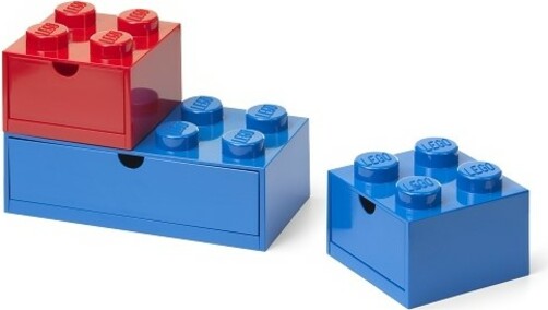 LEGO® stolní boxy se zásuvkou Multi-Pack 3 ks - červená, modrá