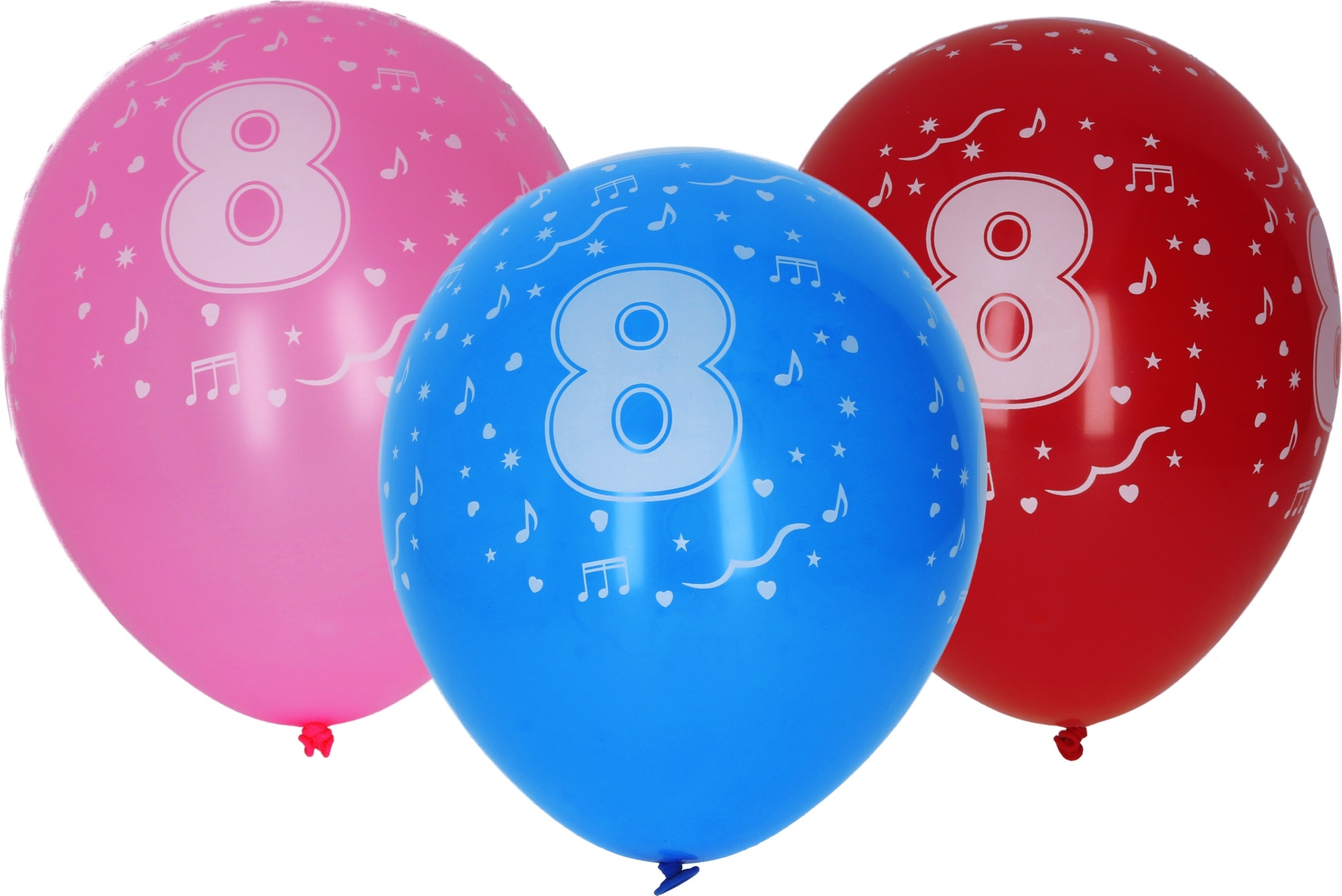 Balónek nafukovací 30cm - sada 5ks, s číslem 8
