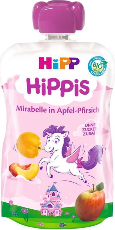 Kapsička BIO Hippies jablko-broskev-mirabelka 12m + 100g Hipp